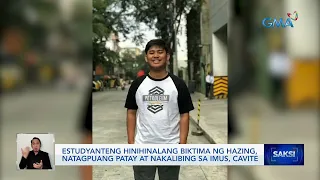 Estudyanteng hinihinalang biktima ng hazing, natagpuang patay at nakalibing sa Imus, Cavite | Saksi