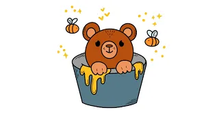 Як намалювати ведмедика з медом🍯 How to draw a Bear with Honey 🧡