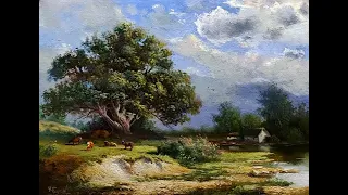 How I Paint Landscape Just By 4 Colors Oil Painting Landscape Step By Step 10 By Yasser Fayad