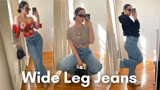 HOW TO WEAR WIDE LEG JEANS | OUTFIT IDEAS FOR BAGGY JEANS