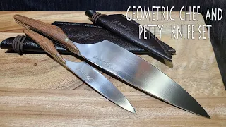 KNIFE MAKING / GEOMETRIC CHEF KNIFE AND PETTY KNIFE SET 수제칼 만들기 #145