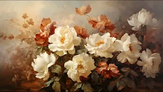 Vintage Peonies, Moody Floral Oil Painting | Art Screensaver for TV