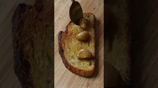 Garlic confit pesto toast