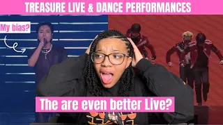 WOW!! TREASURE MMM+BONA BONA LIVE PERFORMANCES & DANCE PRACTICES REACTION!