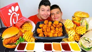 My Little Brother Tries Chick-Fil-A For The First Time • MUKBANG