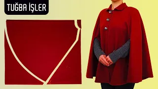 Very Easy Round Poncho Cutting and Sewing (Many Sewing Tips) | Tuğba İşler