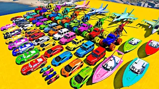 GTA V SPIDER MAN| Stunt Car Racing Challenge By Heroes and Friends With Amazing Car Planes and Boats