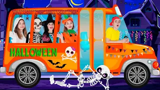 🎃Halloween Wheels on the Bus 🚌 Kids Songs 🎵 Nick and Poli