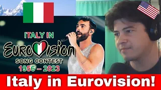 American Reacts Italy 🇮🇹 in Eurovision Song Contest (1956-2023)