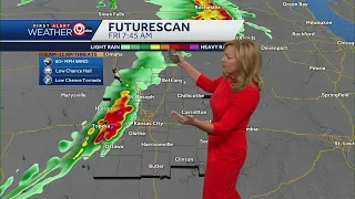 Line of severe thunderstorms will roll through during morning rush Friday