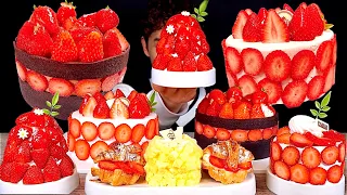 ASMR 딸기가득 초코생크림 케이크 블루베리 치즈케이크 먹방~!! Chocolate Cream Cake Full of Strawberries With Cake🧀 MuKBang~!