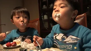 手作りクリスマスケーキを食べる　　　　ひなごんとおいちゃん　　SunflowerTV