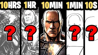 Drawing THE ROCK in 10 HOURS | 1 HOUR | 10 Min | 1 Min & 10 Seconds!