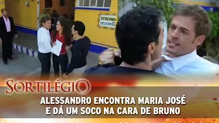 Sortilégio - Alessandro encontra Maria José e dá um soco em Bruno; Maria José volta para mansão