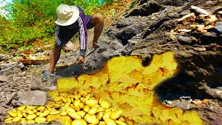 Collect Best - Wow wow Diamond Gold Mine In Mountain Hole Found & Dig With Young Man.