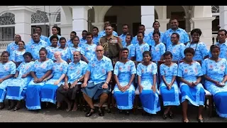 Fiji Special Olympics team presents i-tautau to President Konrote