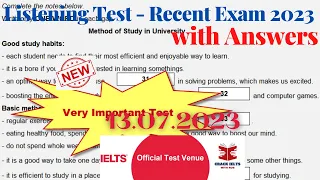 IELTS Listening Actual Test 2023 with Answers | 13.07.2023