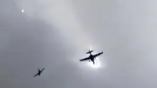 Ukrainian Su-25 attack aircraft in the sky over Donbas.