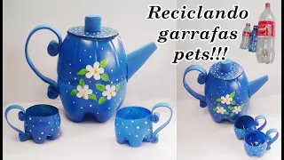 DIY RECICLANDO GARRAFA PET / !!BULE E XÍCARAS!!!!!