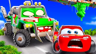 Big & Small:McQueen and Mater VS MAD BAK ZOMBIE slime apocalypse cars in BeamNG.drive