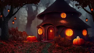 Cozy Fall Autumn Ambience - Night Autumn Sounds (Crickets, Falling Leaves) - Halloween Ambience