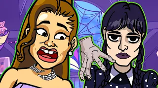 Ariana Grande meets WEDNESDAY (7 Rings CARTOON PARODY)