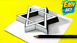 ⭐ Como Dibujar una  ESTRELLA 3D Imposible Ilusión Óptica para principiantes - Dibujos 3d 🔴 Easy Art