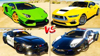 Lamborghini Aventador vs Police Mustang vs Police Lamborghini vs Mustang - GTA 5 Mods Which is best?