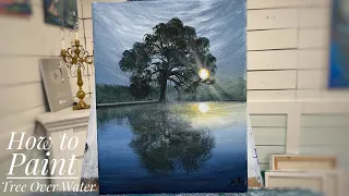 How To Paint A Tree Over Water | acrylic painting tutorial