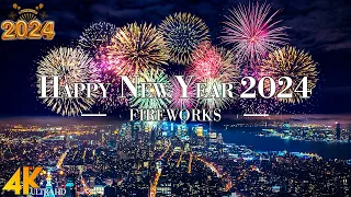 Happy New Year 2024 4K - Firework Sound | Colorful Firework Display with Real Sound | Countdown 2024