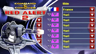 Red Alert 2 | France vs 7 Brutal Yuris | (7 vs 1 + Superweapons)