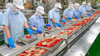 Canned Tuna Processing Plant! Tuna Omelet & Burger Steak Making / 鮪魚罐頭量產工廠 - Taiwan Seafood Factory