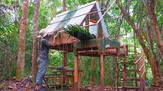 solo camping heavy rain renovating the hut in the fasting month