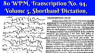 80 WPM, Transcription No  94, Volume 5,Shorthand Dictation, Kailash Chandra,1000 Words