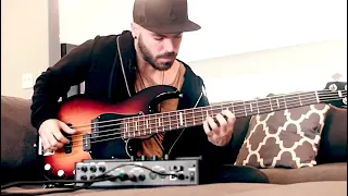 Miki Santamaria testing the Yamaha BBP35 & Line 6 Helix HX at the Namm House