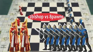 Batte Chess Game of King: 2 bishops lv8 vs 8 pawns lv9, who will win | game co vua hinh nguoi 3D