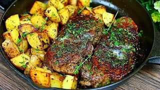 Skillet Garlic Butter Herb Steak and Potatoes Recipe - Easy Steak and Potatoes