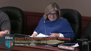 Pasco City Council Special Meeting & Workshop, October 24, 2022