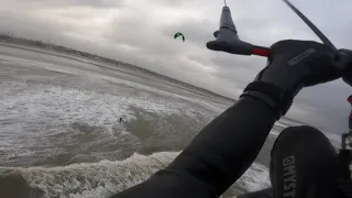 22.9m Boost! Kitesurfing 40-50  knots with massive 5 meter swell