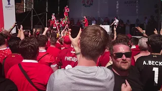 The Sadio Mané song! Jamie Webster sings with fans in Madrid at Liverpool fan park