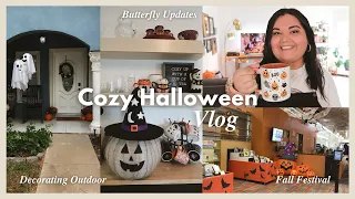 Cozy Halloween Vlog 🎃👻| Decorating Outdoor, Butterfly Updates, Fall Festival, New Books