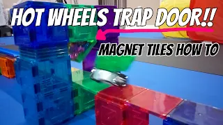 How to make a Hot Wheels Trap Door on top of the Hot Wheels Bridge using Magnet Tiles