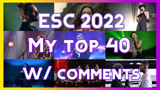 Eurovision Song Contest 2022 | My Top 40 (With Comments)