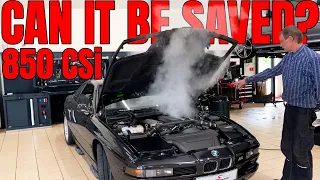 This Famous BMW E31 850 CSi Destroys Engine - TWICE! Can It Be Saved? Engine restoration!