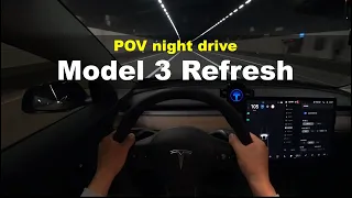 2022 Tesla Model 3 Long Range Refresh POV night drive