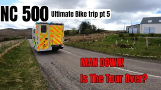 Scotland and North Coast 500 motorbike tour. Part 5. Bike crashed and a trip to hospital...