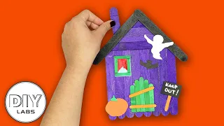 HAUNTED HOUSE | Halloween Popsicle Stick Craft | Fast-n-Easy | DIY Labs