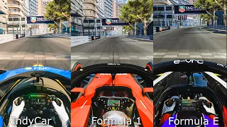 Formula 1 2021 Vs Indycar 2021 Vs Formula E Gen 2 At Monaco | 1 Lap Comparison | Assetto Corsa 4k