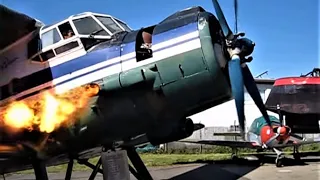 Antonov AN-2 motor Ash62-Ir engine start spitting fire - Brazzeltag 2016