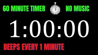 60 Minute Workout Timer | 1 Minute Intervals with Beeps | NO MUSIC | HUGE TEXT